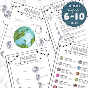 Educational Kids Activity Moon Phases Activity Printable Moon Phase Game Outer Space Worksheet Printable Kids Activity Instant Download