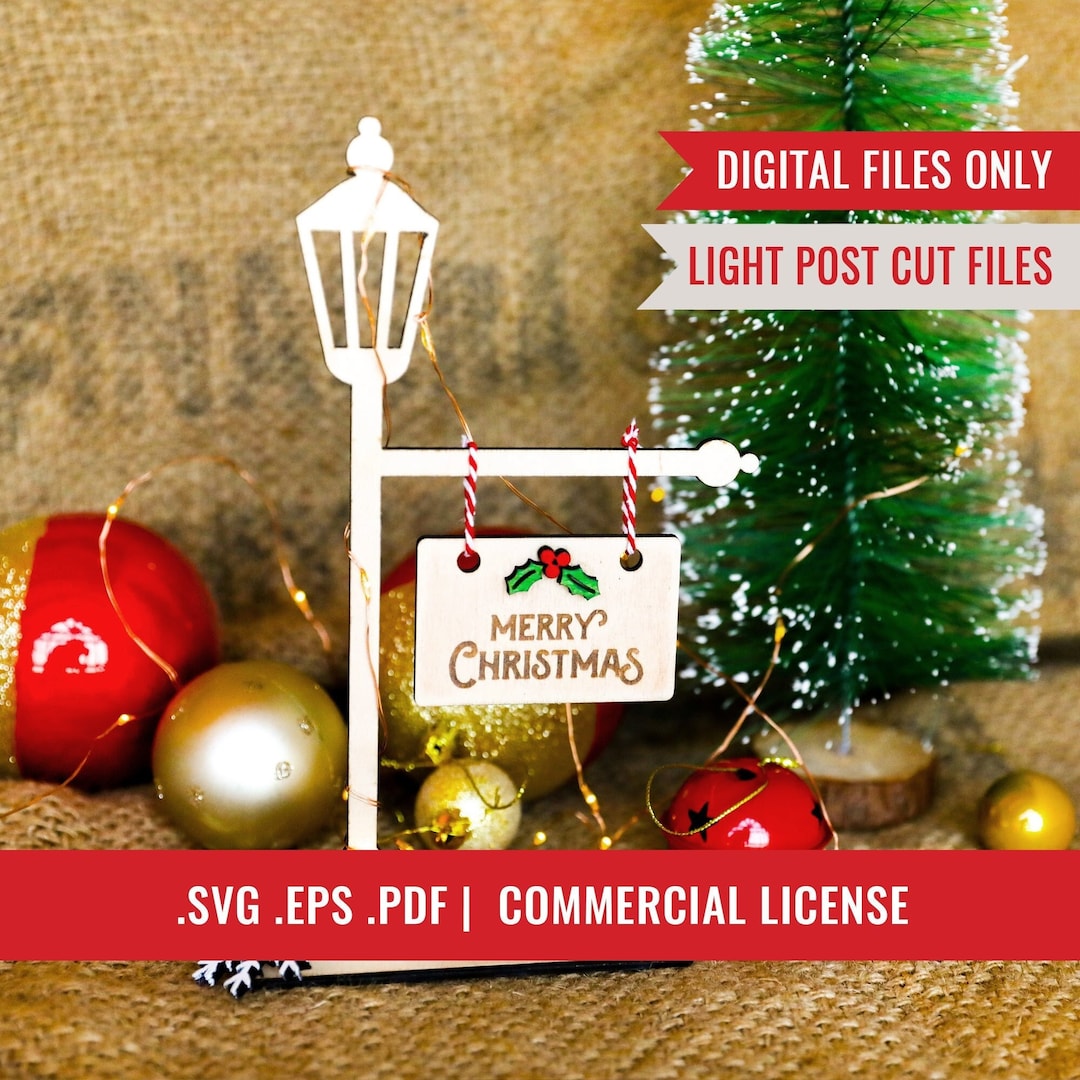 Christmas Light Post Sign Decorations Laser Cutting Files Etsy