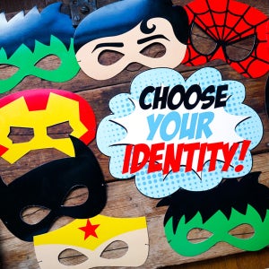 Boy Superhero Party Masks - Superhero Masks - Superhero Party Favors - Superhero Signs - Instant Download and Edit at home with Adobe Reader
