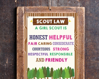 Girl Scout Law Poster - Girl Scout Printable - Girl Scout Law - Instant Download and Edit File with Adobe Reader