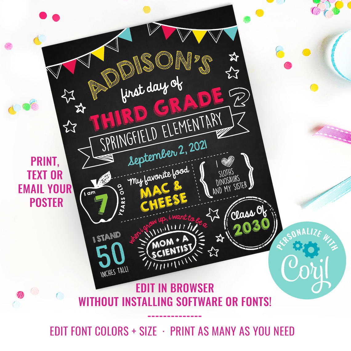 Back to School Chalkboard Poster DIY Printable Back to - Etsy