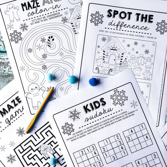 Kids Activity Sheets - Winter Activity Sheets - Printable Kids Activity Sheets - Kids Sudoku - Instant Download - Print at Home Il_570xn