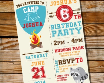 Camping Party Invitation for a Boy Birthday Party - Instantly Downloadable and Editable File - Personalize + Print at home with Adobe Reader