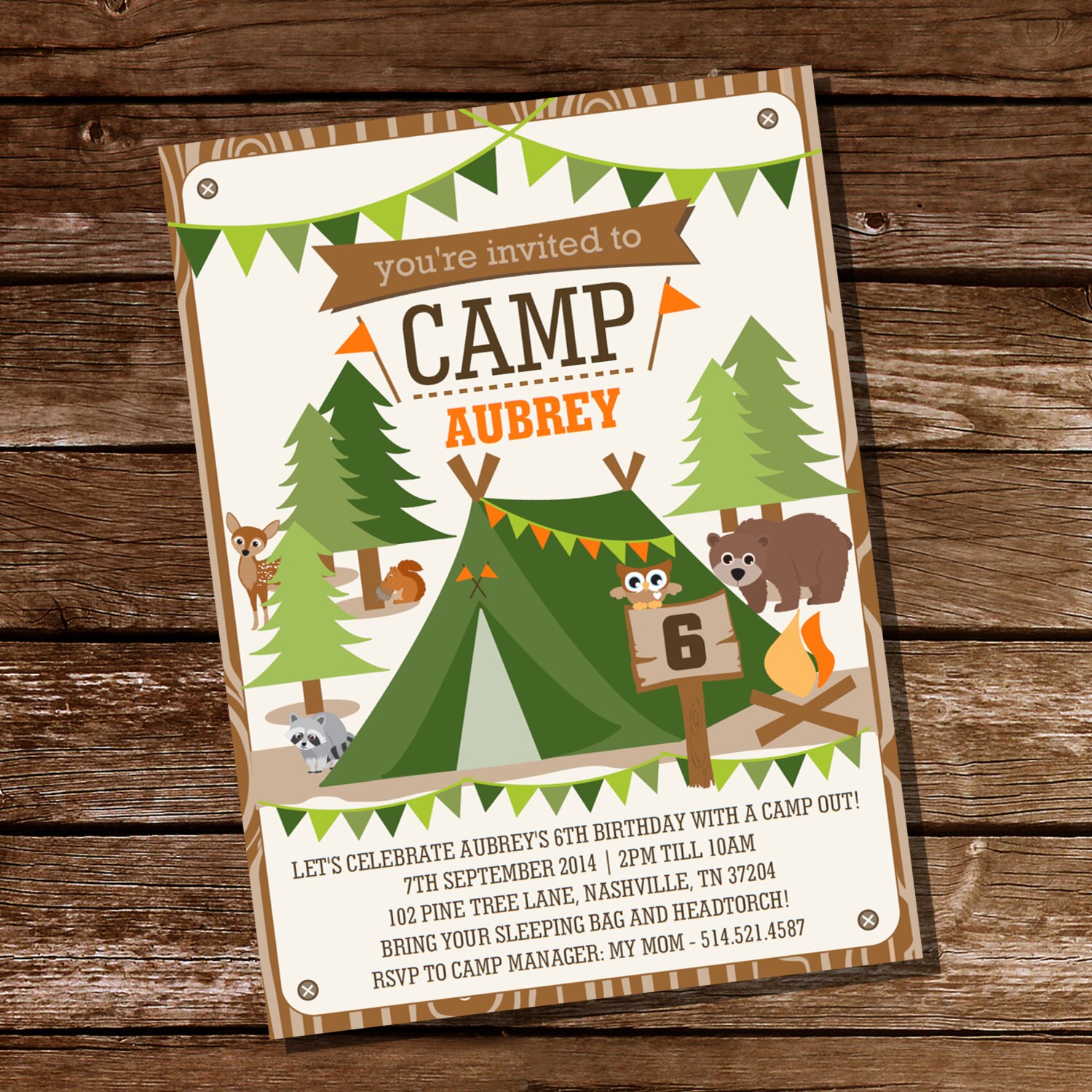 Camping Tent Party Invitation for Boys and Girls Camp Out Etsy