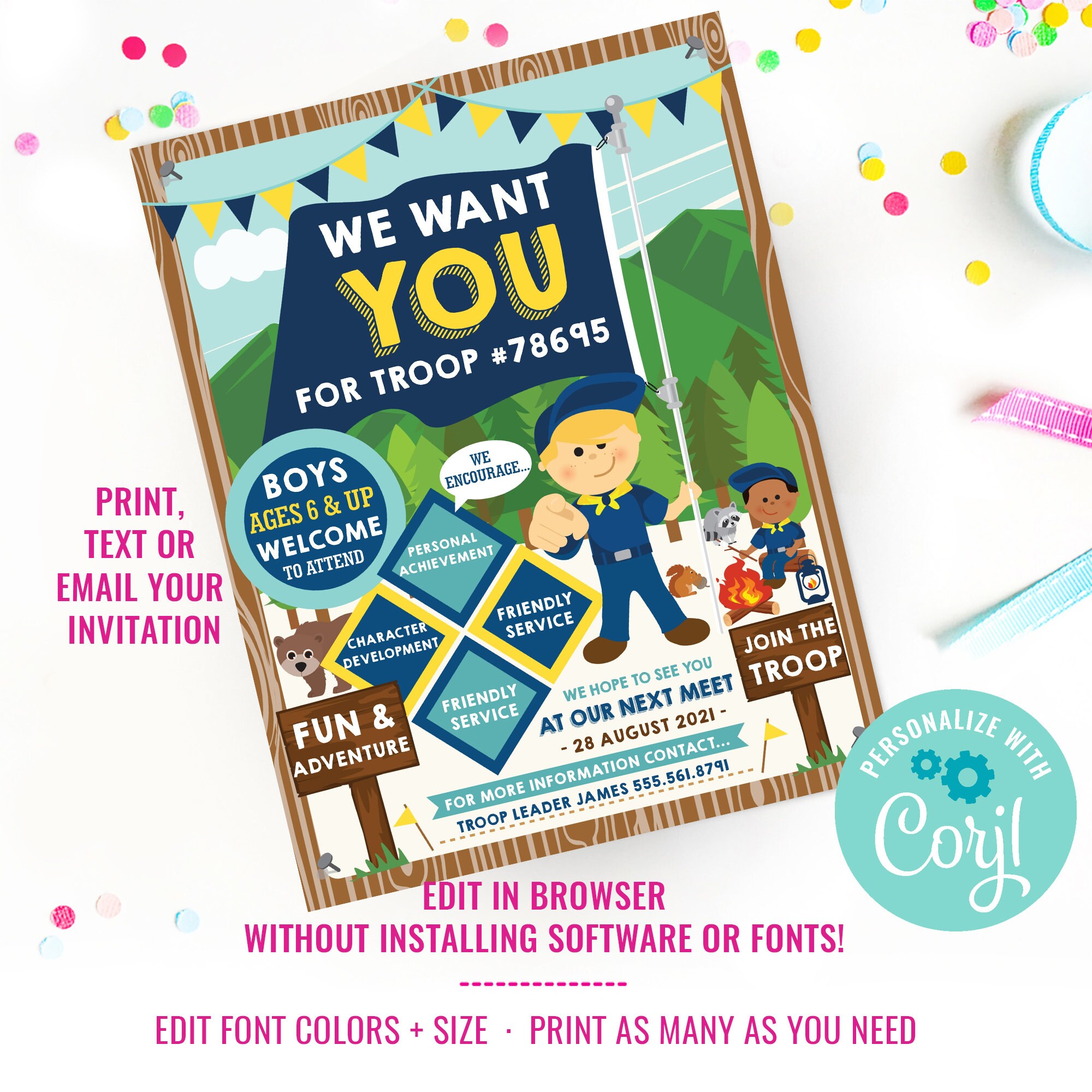 Boy Scouts Recruitment Flyer Printable Boy Scouts Etsy