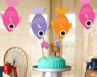 Fishing Party Garland - Girl Fishing Party - Fish Garland - Fishing Banner - Instant Download - Editable File