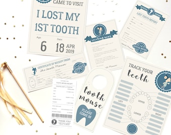 Tooth Mouse Set - Official Tooth Mouse Letter Receipt Certificate Sign Boys - Tooth Mouse Printable - Instant Download and Edit with Adobe