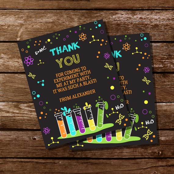 Science Birthday Party Thank-You Card | Thank-You Card Instant Download and Edit File at home with Adobe Reader Il_570xn