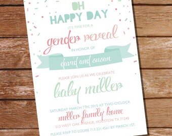 Gender Reveal Party Invitation - Boy Or Girl - Confetti Invitation - Instant Download and Editable File - Personalize with Adobe Reader