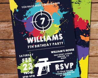 Laser Tag Birthday Party Invitation for a Boy | Laser Tag Party Invitation - Instant Download and Edit Files at home with Adobe Reader