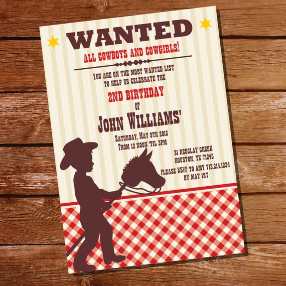 Little Cowboy Birthday Party - Invitation Only - Instantly Downloadable and Editable File - Personalize and Print at home with Adobe Reader Il_570xn