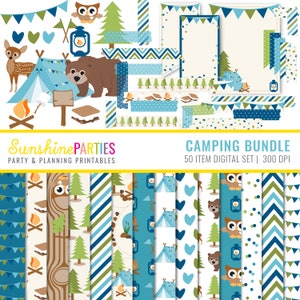 Ensemble de papier numérique de camping pour garçons