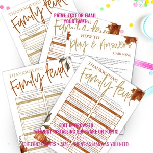 Printable Thanksgiving Family Feud Game Holiday Group Game - Etsy