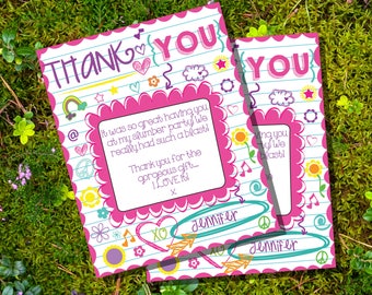 Sleepover Thank You Card - Tween Girls - Sleep Over Party - Slumber Party Thank You Note - Instant Download- Edit with Adobe Reader