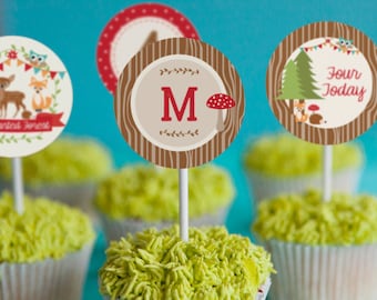 Enchanted Woodland Cupcake Toppers - Enchanted Forest Toppers - Instant Download and Edit File at home with Adobe Reader