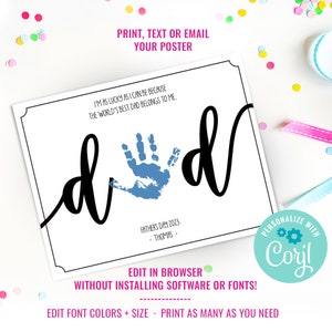 Father's Day Gift Hand Print Printable for Dad Daddy DIY Ink Pad Finger ...