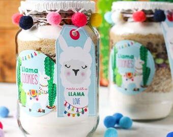 Llama Cookies in a Jar - Cookie Jar labels - Recipe Stickers - Llama Party Favors  - Instant Download + Edit File at home with Adobe Reader