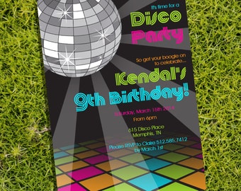 Disco Party Theme Invitation - Instantly Downloadable and Editable File - Personalize at home with Adobe Reader