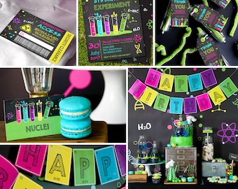 Girl Birthday Party Science Party Decor Girls Pink Science Party Science Party for Girls Instant Download Edit with Adobe Reader