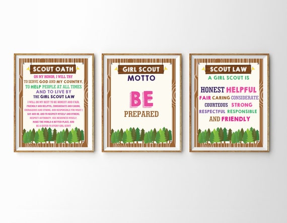 Girl Scout Poster Set Girl Scout Oath Girl Scout Honor Girl Scout Law Instant Download And Edit File With Adobe Reader By Sunshineparties Catch My Party