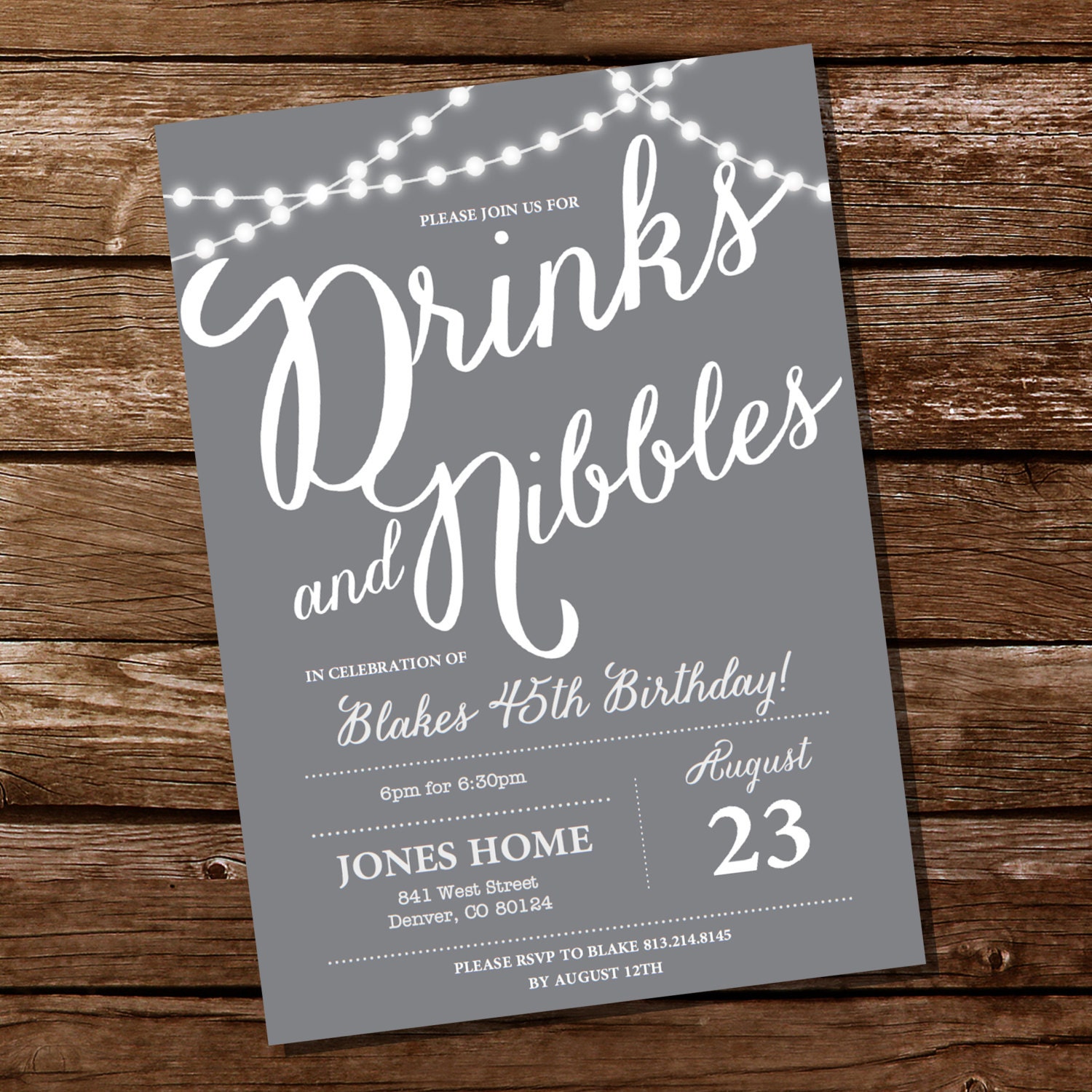 Gray Birthday Party Invitation 16th 21st 25th 30th 40th | Etsy