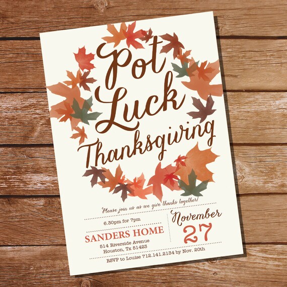 Thanksgiving Invitation Pot Luck Thanksgiving Invite Pot Luck Party Friendsgiving Instant Download Edit with Adobe Reader