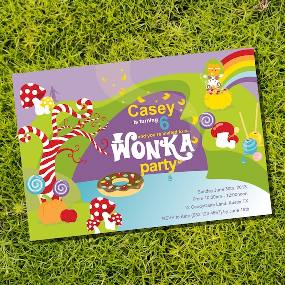 Willy Wonka Birthday Party Invitation Instantly Downloadable Etsy