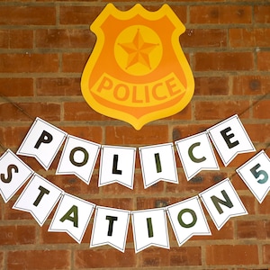 Boy Birthday Party Policeman Birthday Banner Police Birthday Party Banner Instant Download Edit with Adobe Reader