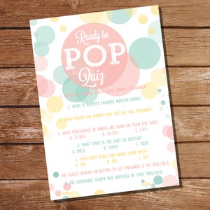 Baby Shower Game Ready To Pop Baby Shower Pop Quiz Baby Shower Game Unisex Baby Shower Invitation Instant Download Edit with Adobe Reader