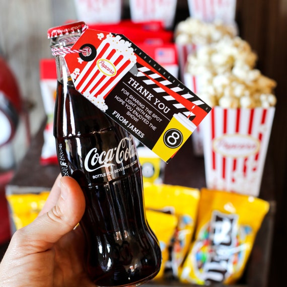 Movie Night Favor Tags - Movie Night Party Favors - Instant Download - Edit file at home with Adobe Reader Il_570xn