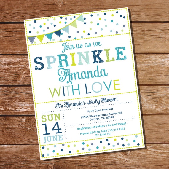 Sprinkle Baby Shower Invitation in Whites and Blues - Boy Sprinkle Invitation - Instant Download and Edit at Home with Adobe Reader Il_570xn