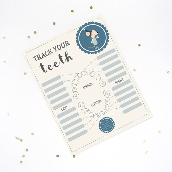 Tooth Mouse Lost Tooth Chart - Track Your Teeth - Official Tooth Mouse Printable - Blue for boys - Instant Download and Edit with Adobe Il_570xn