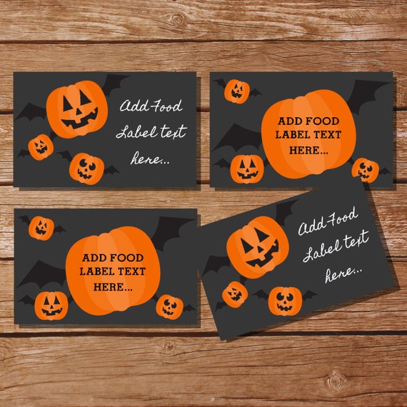 Halloween Pumpkin Tent Cards, Food Labels, Buffet Cards, Food Tags, Labels - Instantly Downloadable File Il_570xn