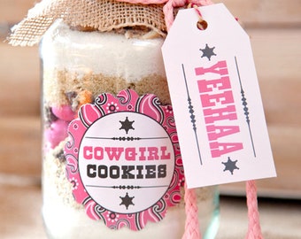 Cowgirl Cookie Favor Tags and Labels - Instantly Downloadable Includes Instructions - Cowgirl Party Favors