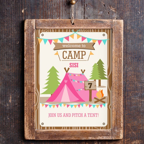 INSTANT DOWNLOAD Girls Camping Party Printables Camp Out - Etsy