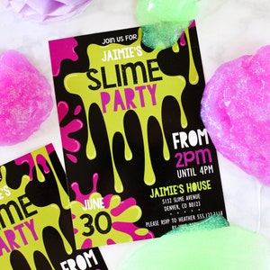 Kids Birthday Party Slime Invitation Boy or Girl Unisex Party Slime Party Invite Instant Download Edit with Adobe Reader