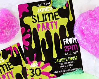 Slime Party Invitation - Boy or Girl Unisex Party Instantly Download and Edit at home with Adobe Reader