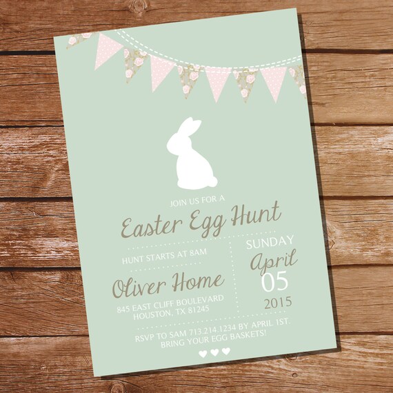 Vintage Shabby Chic Easter Egg Hunt Invitation - Instantly Downloadable and Editable File - Personalize at home with Adobe Reader Il_570xn