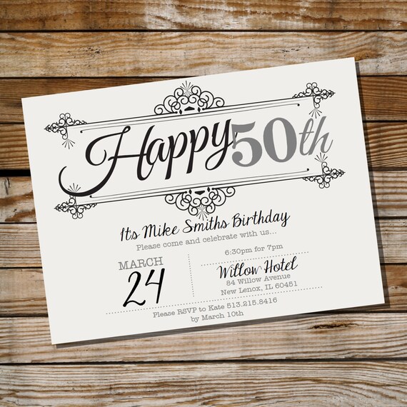 Vintage Frame Birthday Invitation 16th 21st 30th 40th 50th Image 0