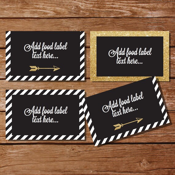 Black and Gold Tent Cards, Food Labels, Buffet Cards, Food Tags, Labels - Graduation Tent Cards - Instantly Downloadable File Il_570xn
