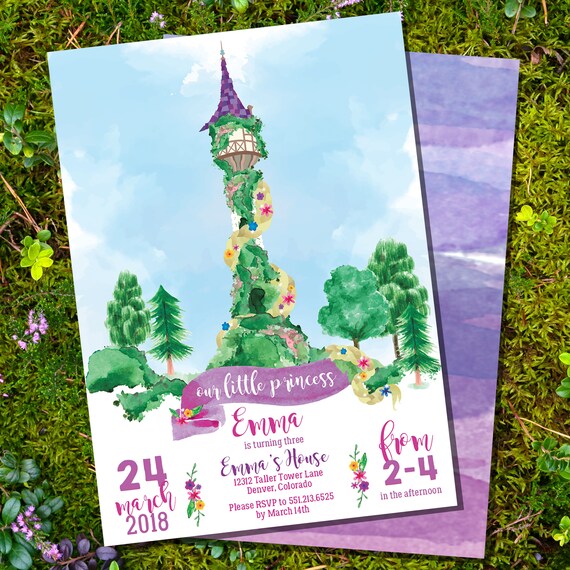 Rapunzel Party Invitation - Princess Party Invitation - Instant Download and Edit File at home with Adobe Reader Il_570xn