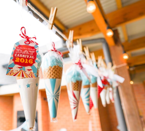 Carnival Birthday Party Favor - Carnival Favors - Favors Tags - Instant Download and Edit File at home with Adobe Reader Il_570xn