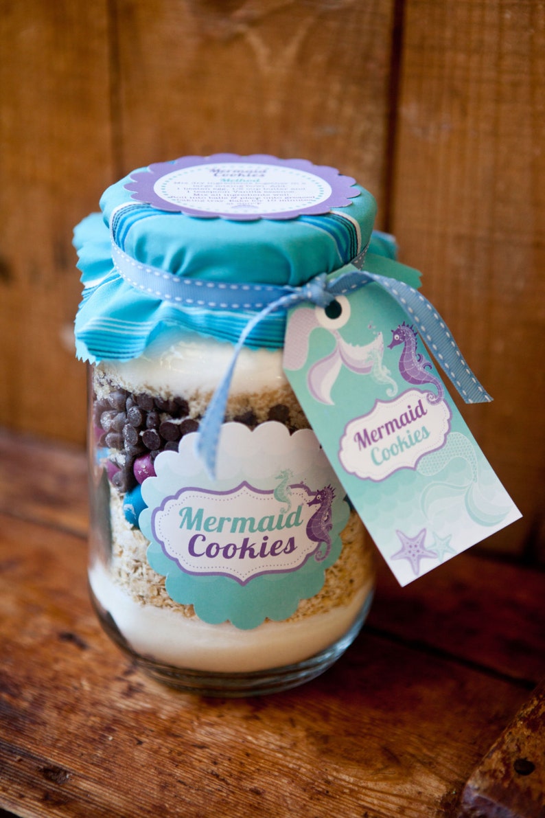 Mermaid Cookies Labels and Tags Mermaid Party Favors DIY Instantly Downloadable and Editable File Personalize with Adobe Reader image 2