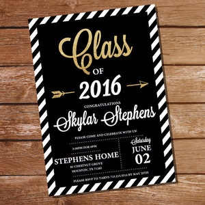 Black and Gold Graduation Party Printables Set Gold Graduation Party ...