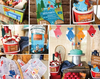 Boy Birthday Party Fishing Decorations Fishing Birthday Party Decor Gone Fishing Party Decor O Fish ally One Instant Download Edit File