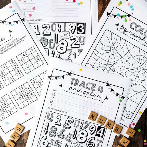 Kids Maths Activity Sheets - Numbers Activity Sheets - Printable Kids Activity Sheets - Kids Sudoku - Instant Download - Print at Home Il_570xn