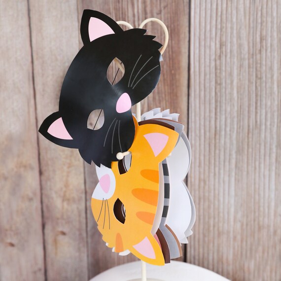 Kitty Adoption Party Masks - Kitty Cat Party Masks Party - Cat Party Mask - Instant Download- Edit with Adobe Reader Il_570xn