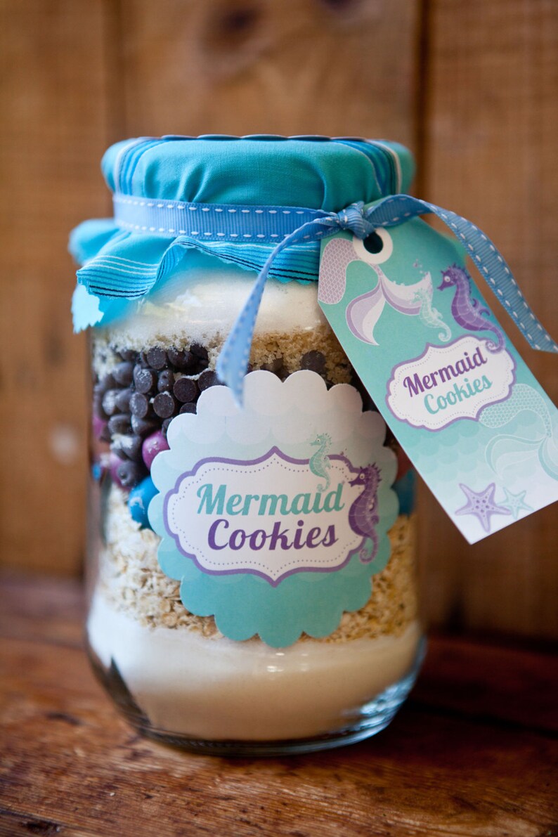 Mermaid Cookies Labels and Tags Mermaid Party Favors DIY Instantly Downloadable and Editable File Personalize with Adobe Reader image 1