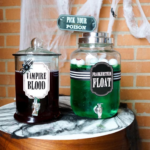 Halloween Haunted House Party Labels - Halloween Party Drinks Labels - Halloween Labels - Instant Download and Edit with Adobe Reader Il_570xn
