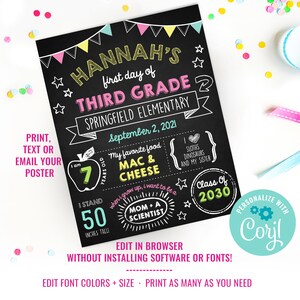 Back to School Chalkboard Poster DIY Printable Back To School Poster Stats Poster Instant Download & Edit File with Corjl image 2